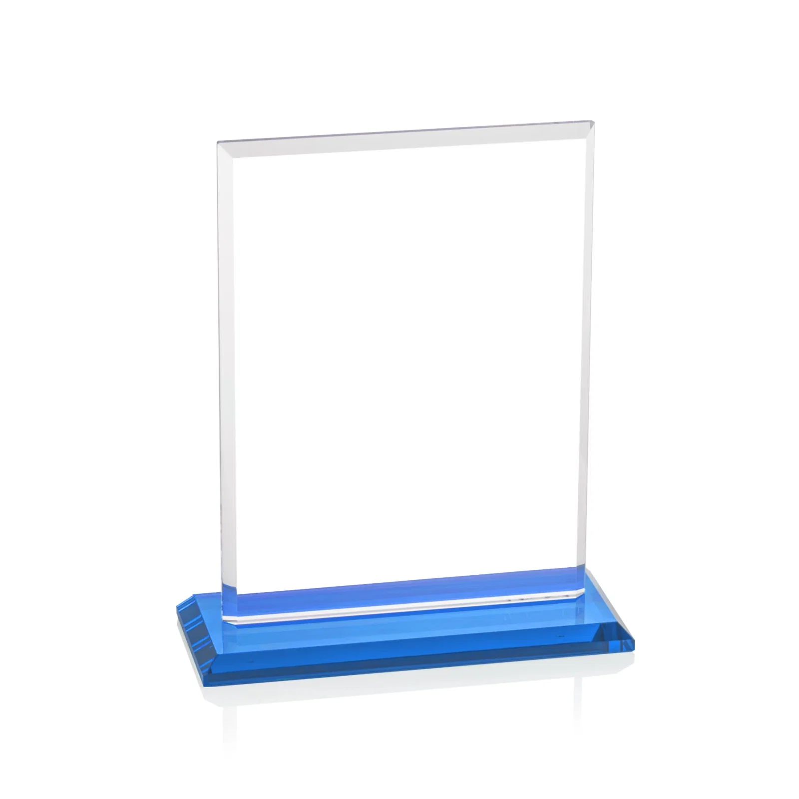 Custom printed Starfire Crystal Rectangle Award, Bevel on Body and Base, awards, with your logo for company anniversary events