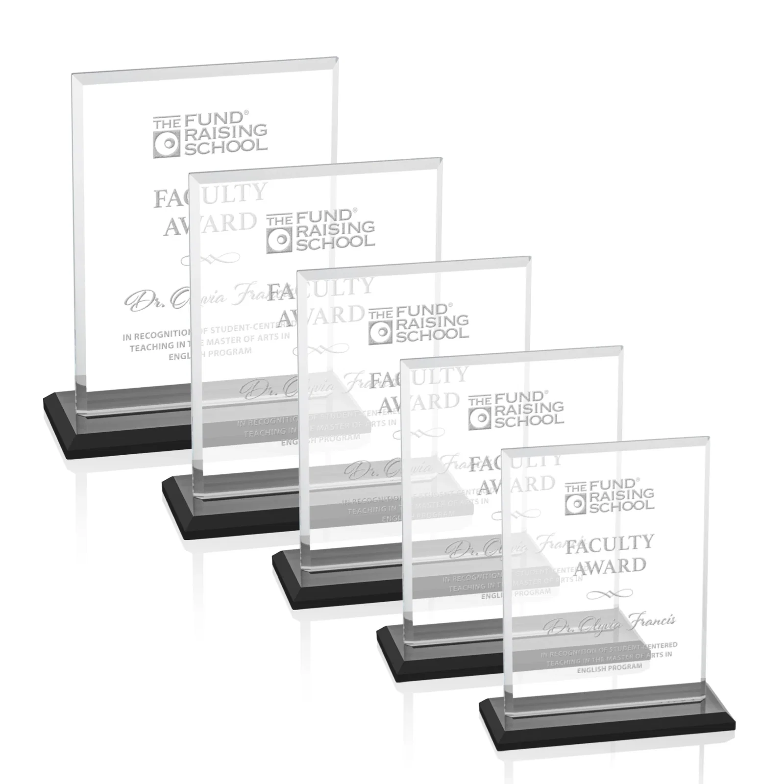 Personalized Starfire Crystal Rectangle Award, Bevel on Body and Base, awards for donor appreciation