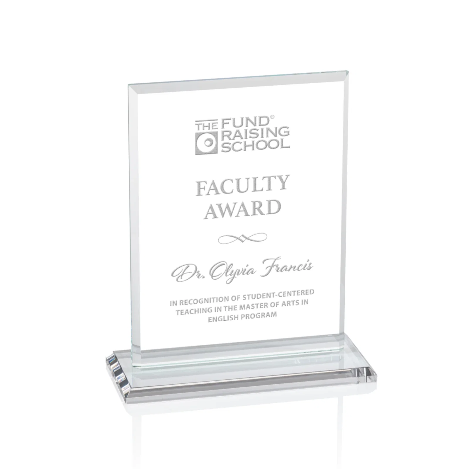Custom Starfire Crystal Rectangle Award, Bevel on Body and Base, awards for corporate award ceremonies