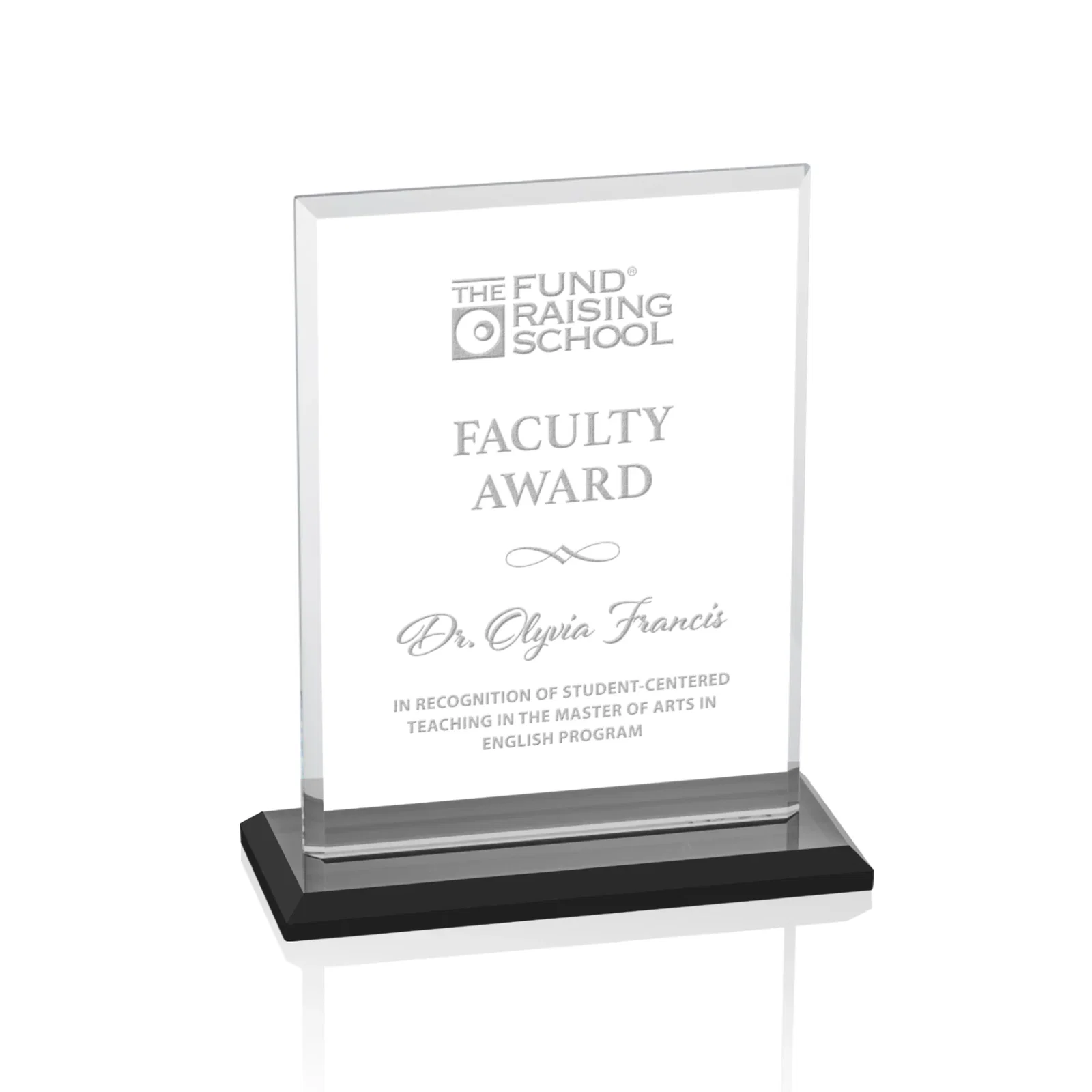 Personalized Starfire Crystal Rectangle Award, Bevel on Body and Base, awards for graduation ceremonies
