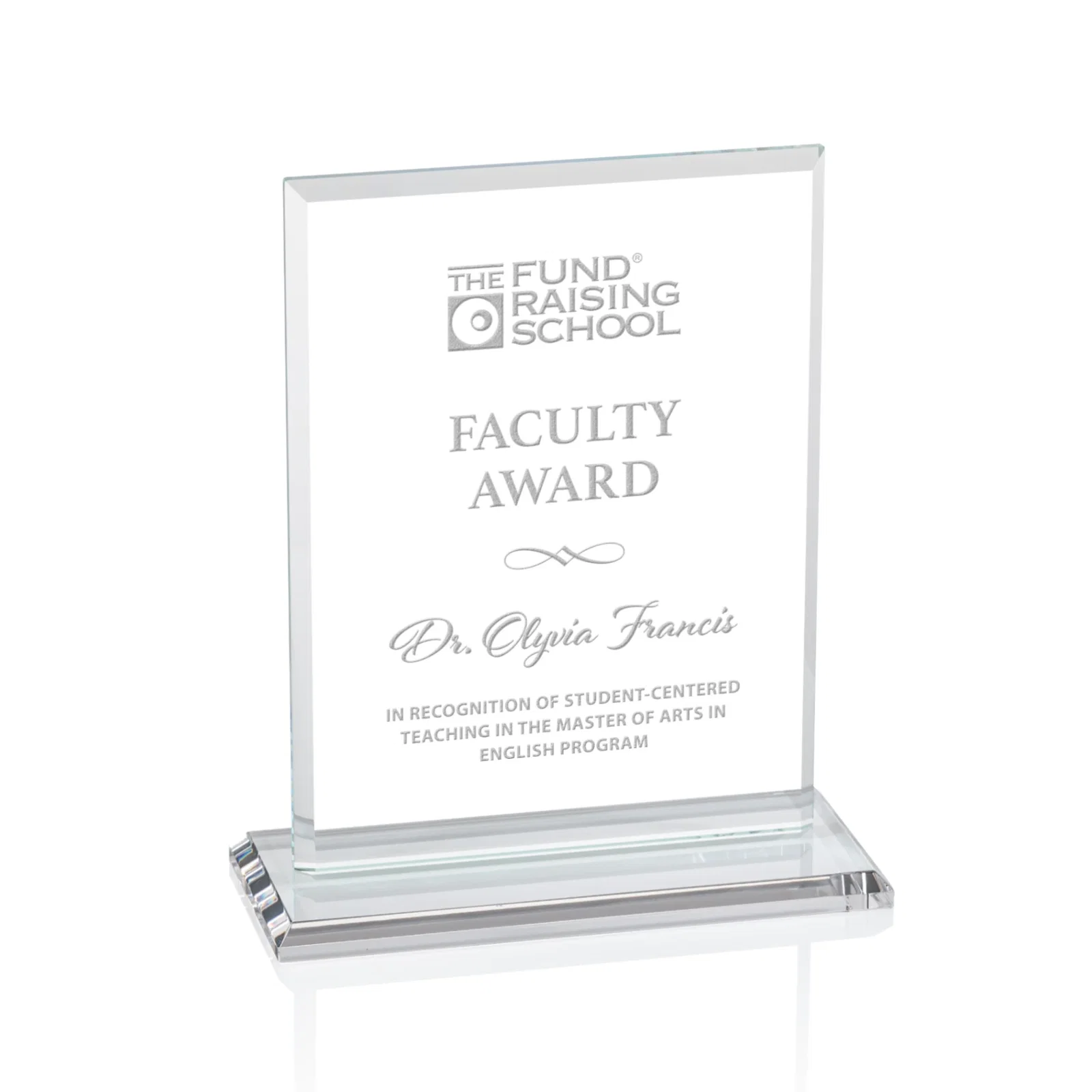 Custom Starfire Crystal Rectangle Award, Bevel on Body and Base, awards for service anniversary gifts
