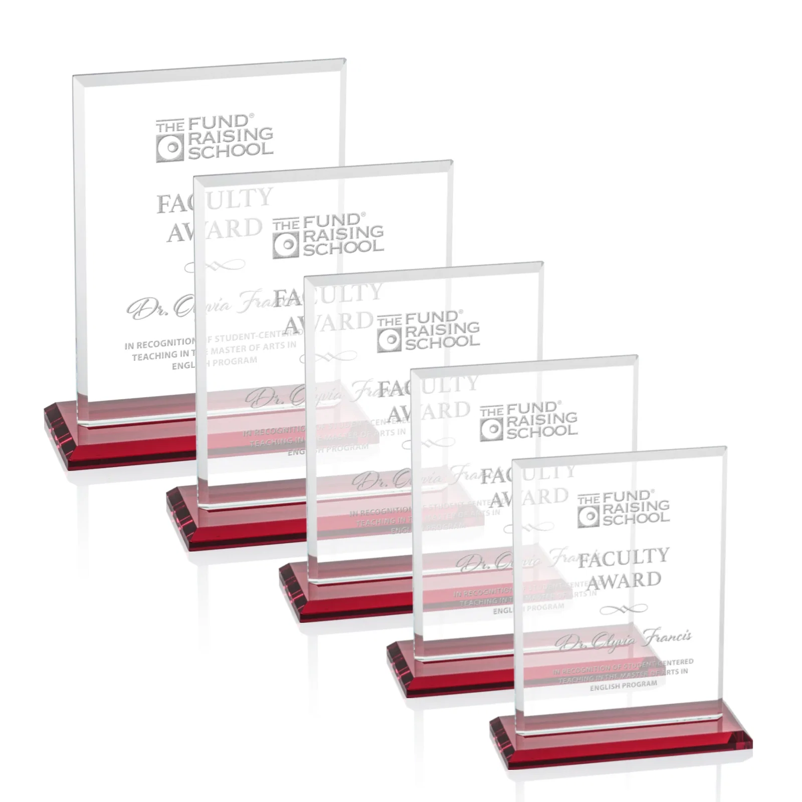 Promotional Starfire Crystal Rectangle Award, Bevel on Body and Base, awards for donor appreciation
