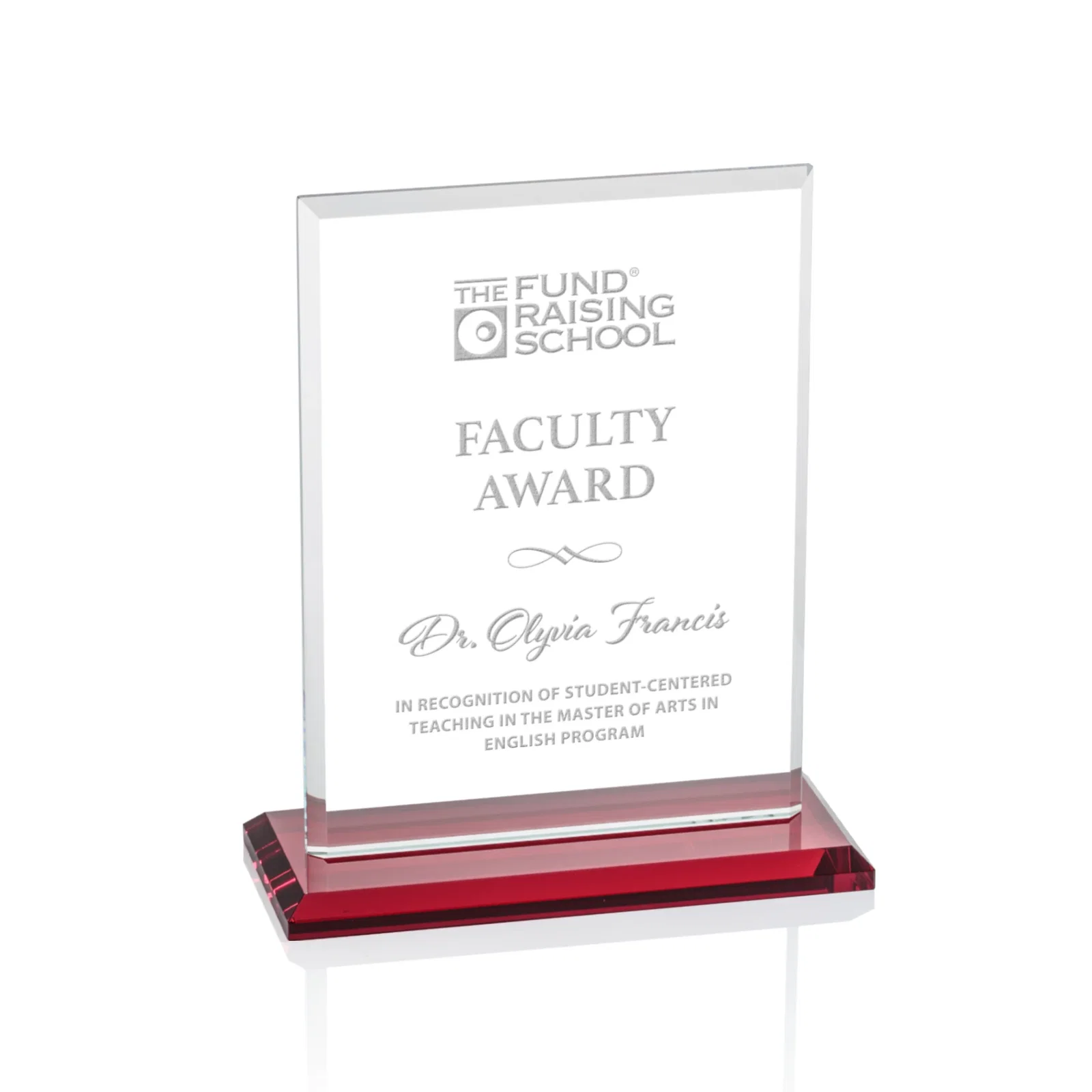 Promotional Starfire Crystal Rectangle Award, Bevel on Body and Base, awards for graduation ceremonies