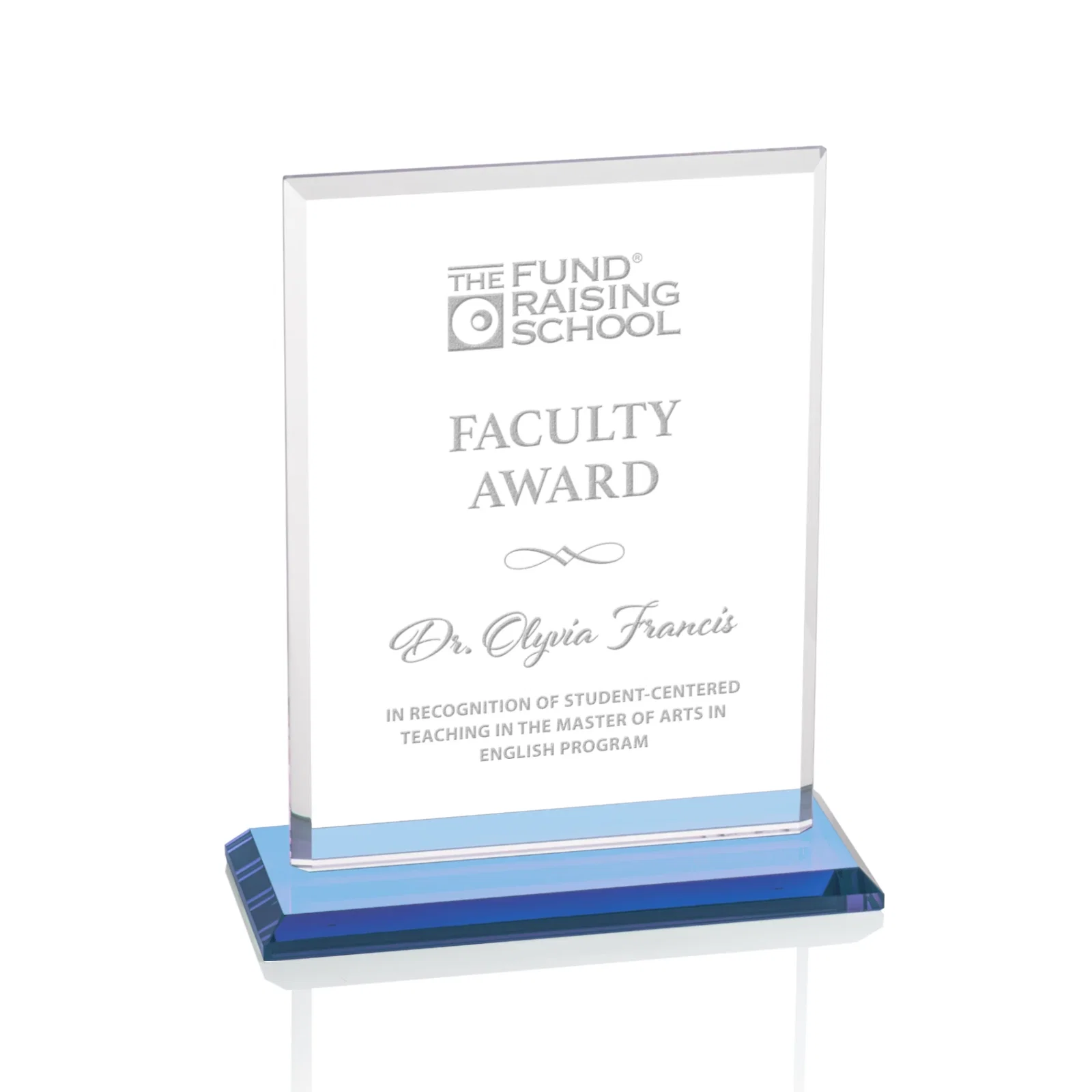 Branded Starfire Crystal Rectangle Award, Bevel on Body and Base, awards for service anniversary gifts