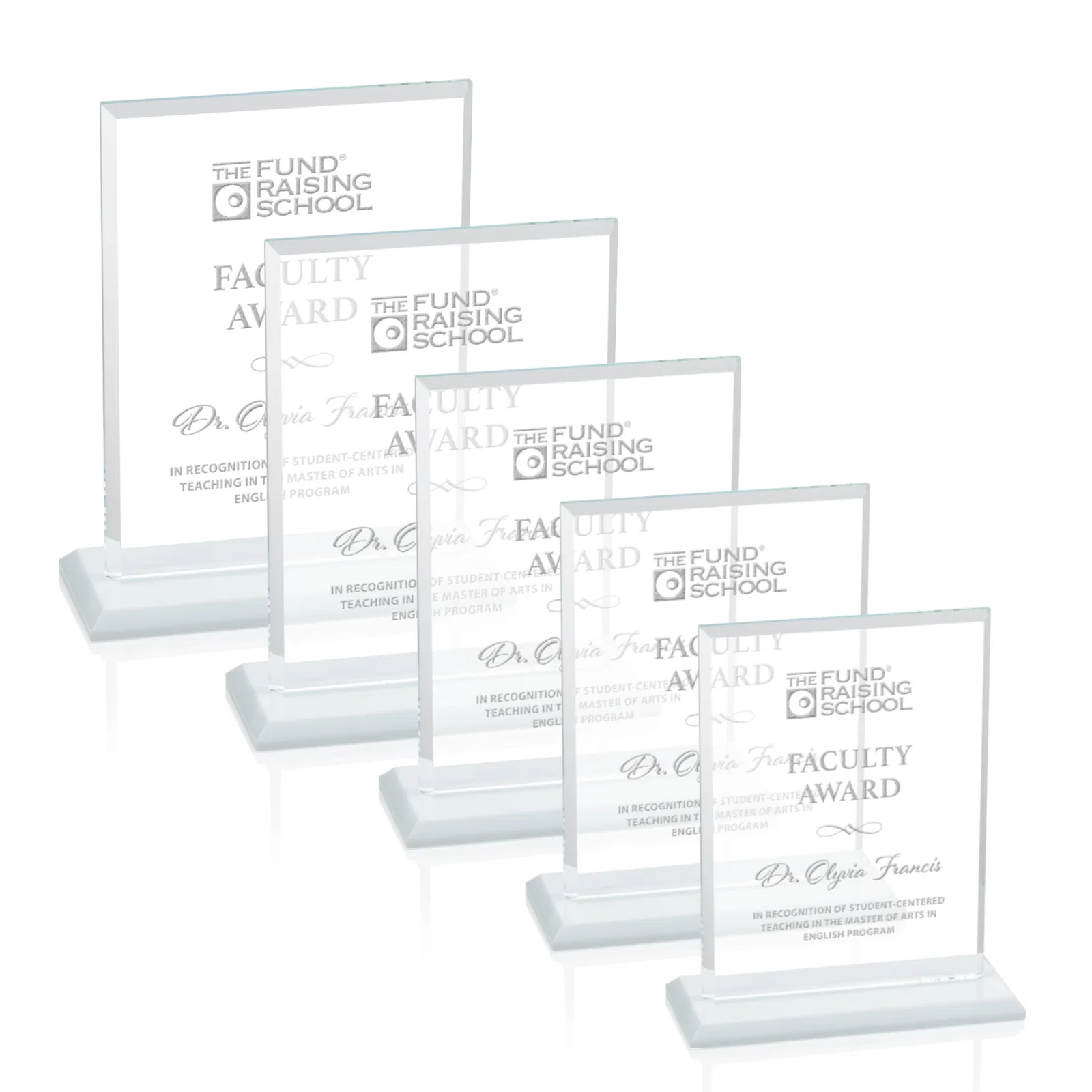 Branded Starfire Crystal Rectangle Award, Bevel on Body and Base, awards for donor appreciation
