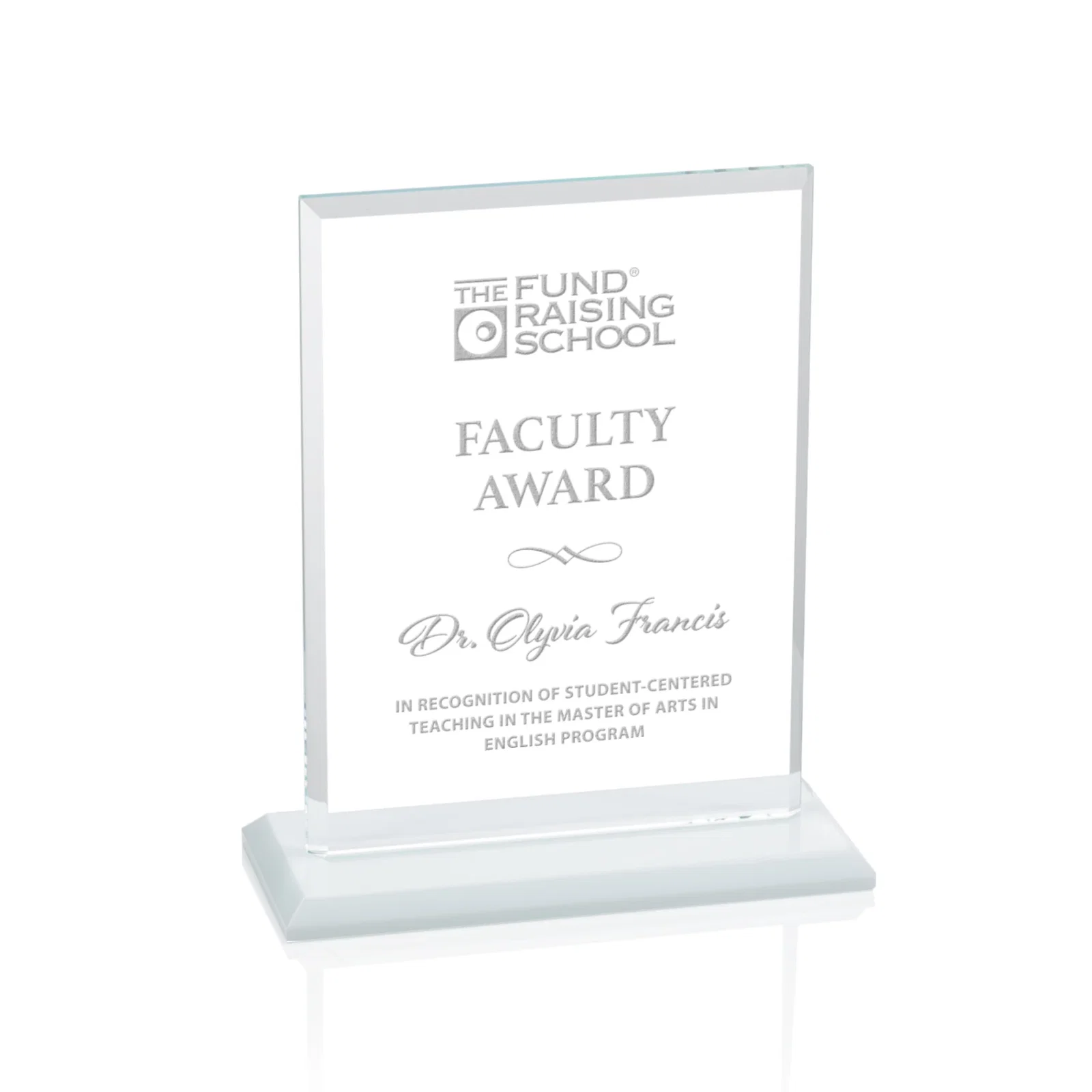 Branded Starfire Crystal Rectangle Award, Bevel on Body and Base, awards for graduation ceremonies