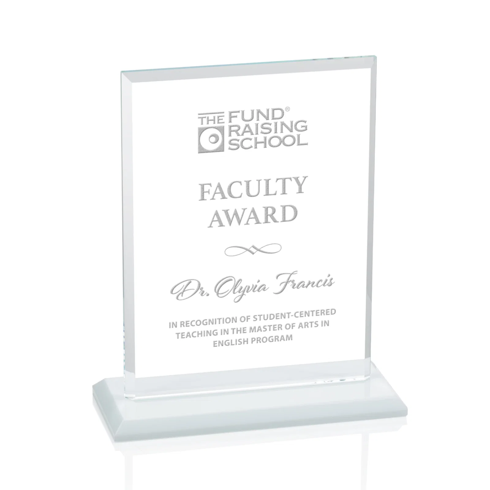 Branded Starfire Crystal Rectangle Award, Bevel on Body and Base, awards for volunteer appreciation