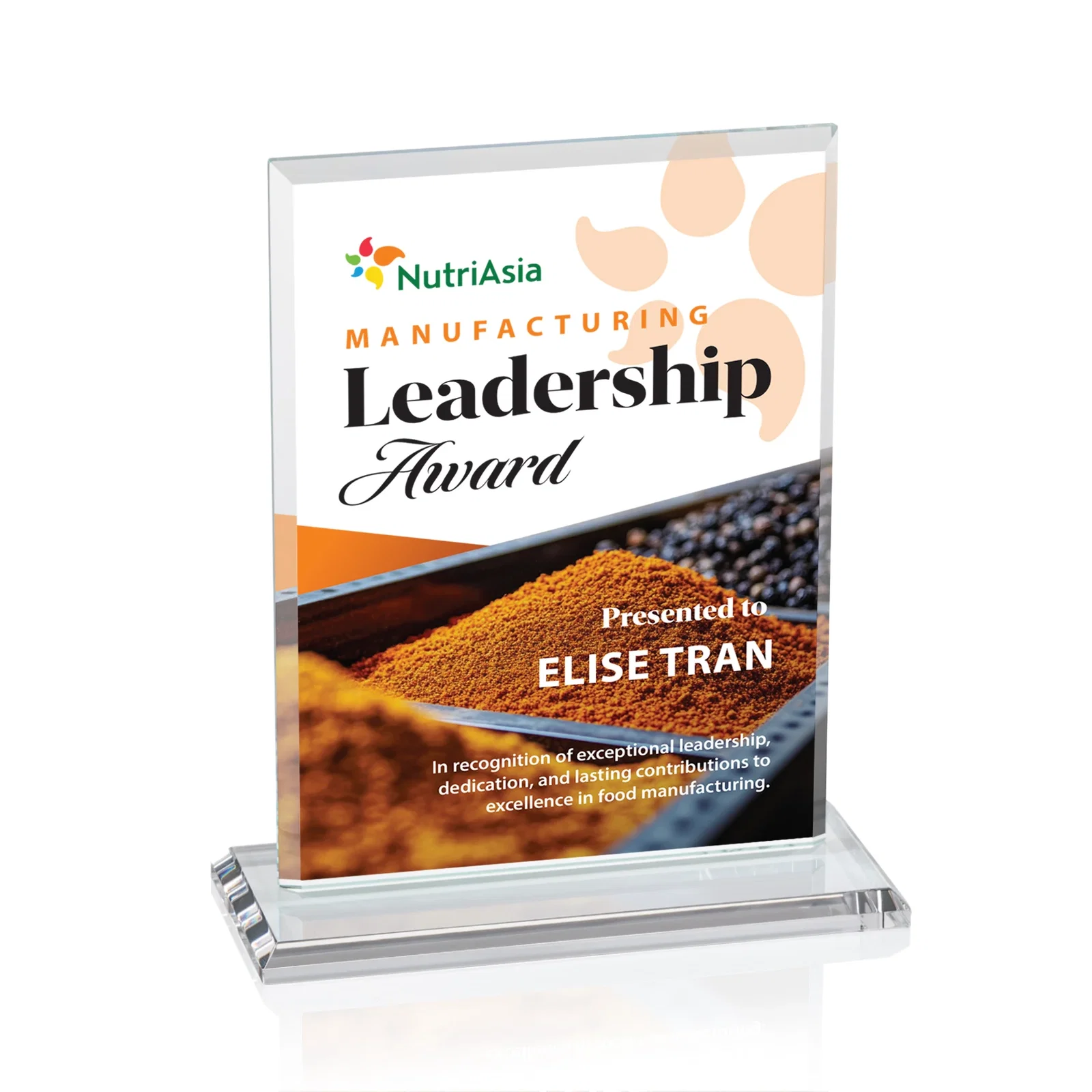 Customized Starfire Crystal Rectangle Award, Bevel on Body and Base, awards for sales achievement awards