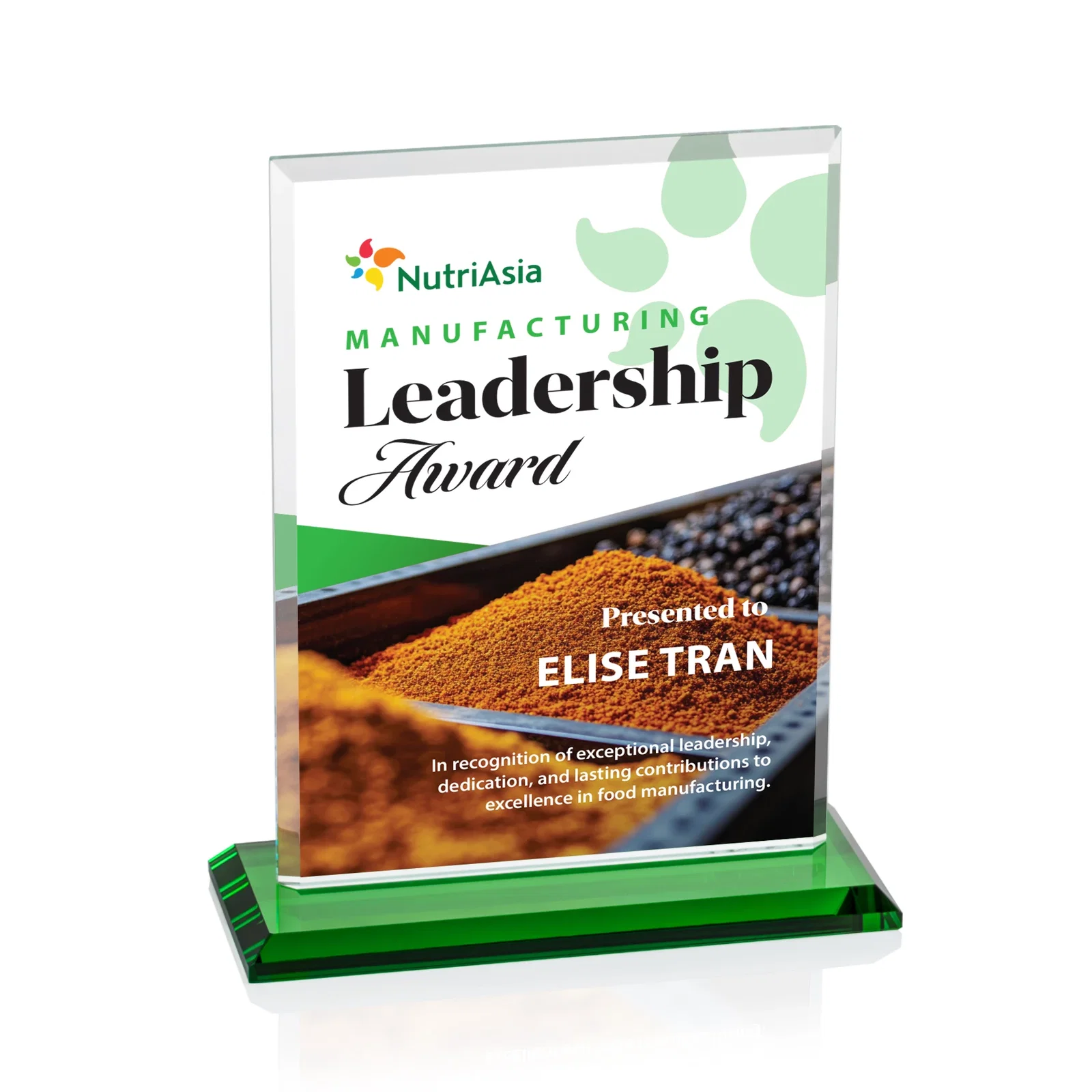 Custom engraved Starfire Crystal Rectangle Award, Bevel on Body and Base, awards for sales achievement awards