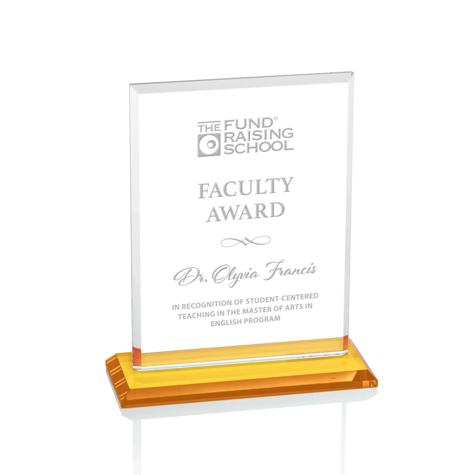 Custom Starfire Crystal Rectangle Award, Bevel on Body and Base, awards for graduation ceremonies
