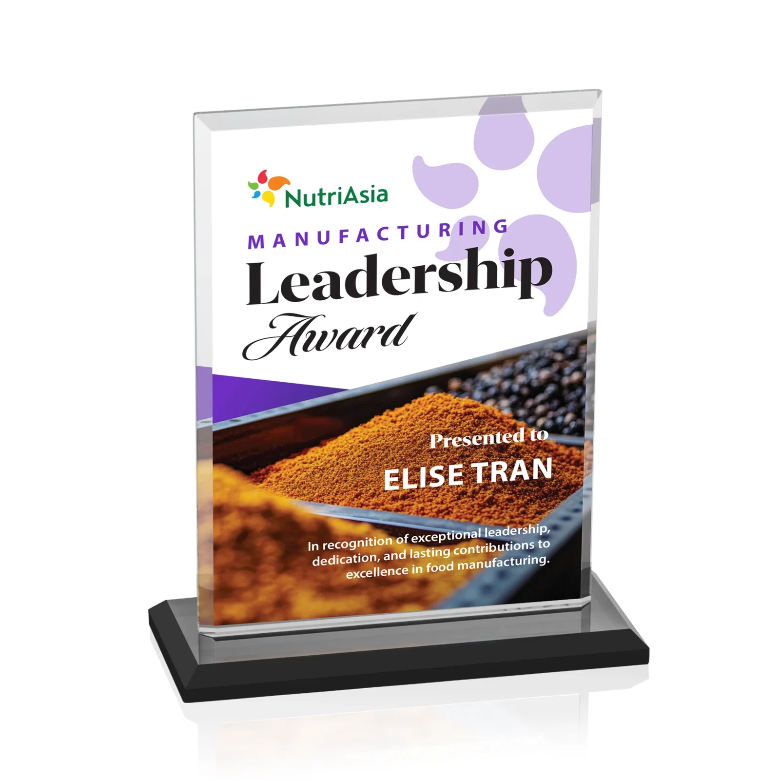 Custom engraved Starfire Crystal Rectangle Award, Bevel on Body and Base, awards for volunteer appreciation
