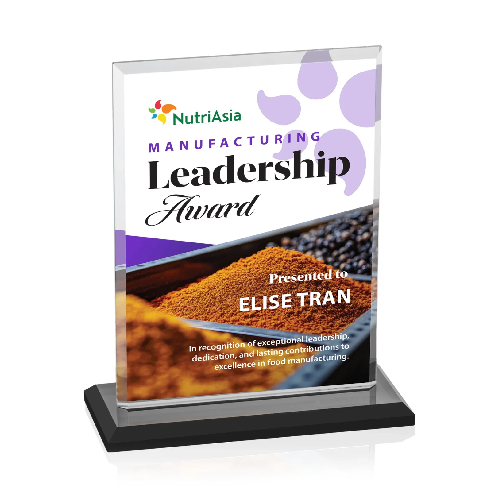 Custom engraved Starfire Crystal Rectangle Award, Bevel on Body and Base, awards for dealer and partner awards