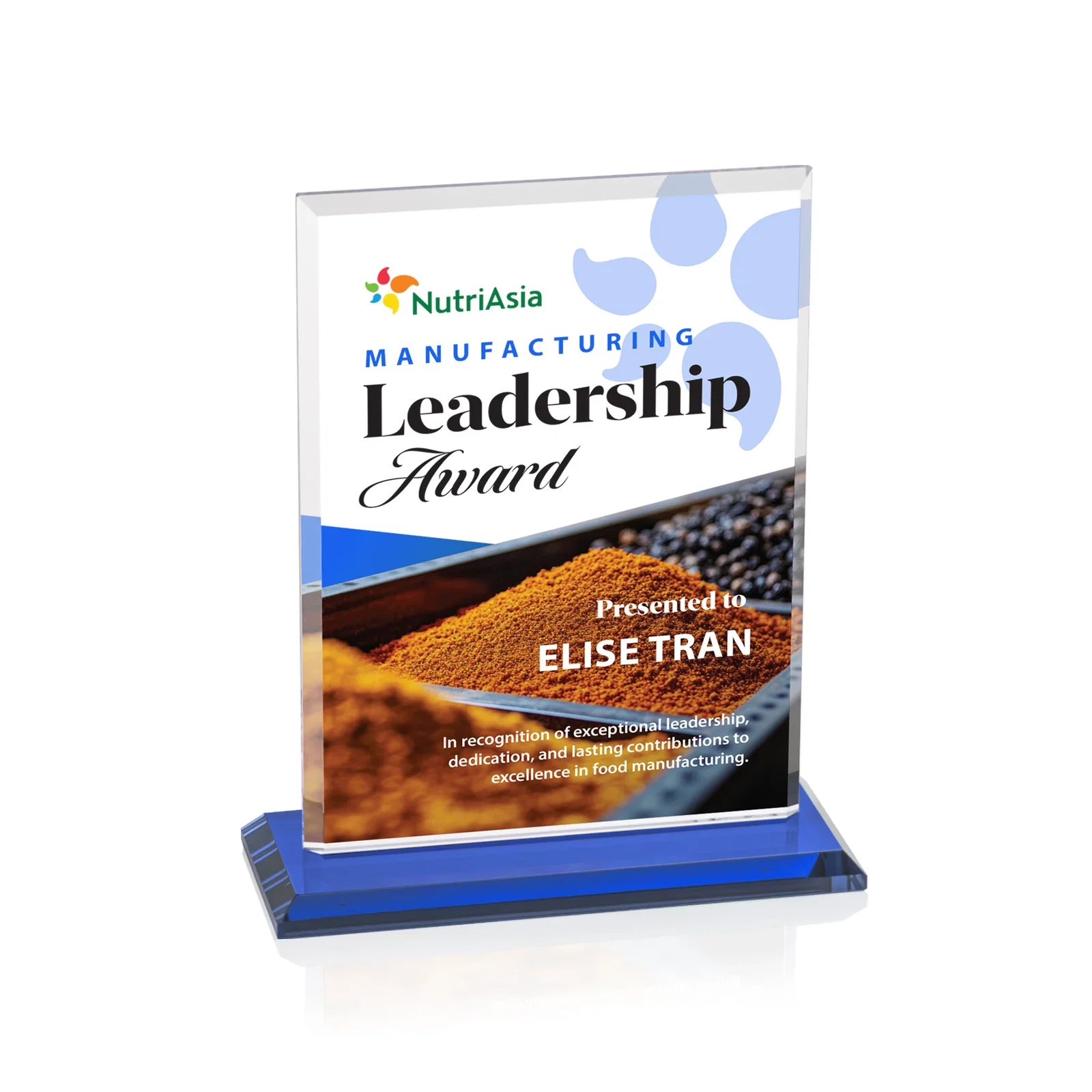 Custom Starfire Crystal Rectangle Award, Bevel on Body and Base, awards, with your logo for corporate award ceremonies