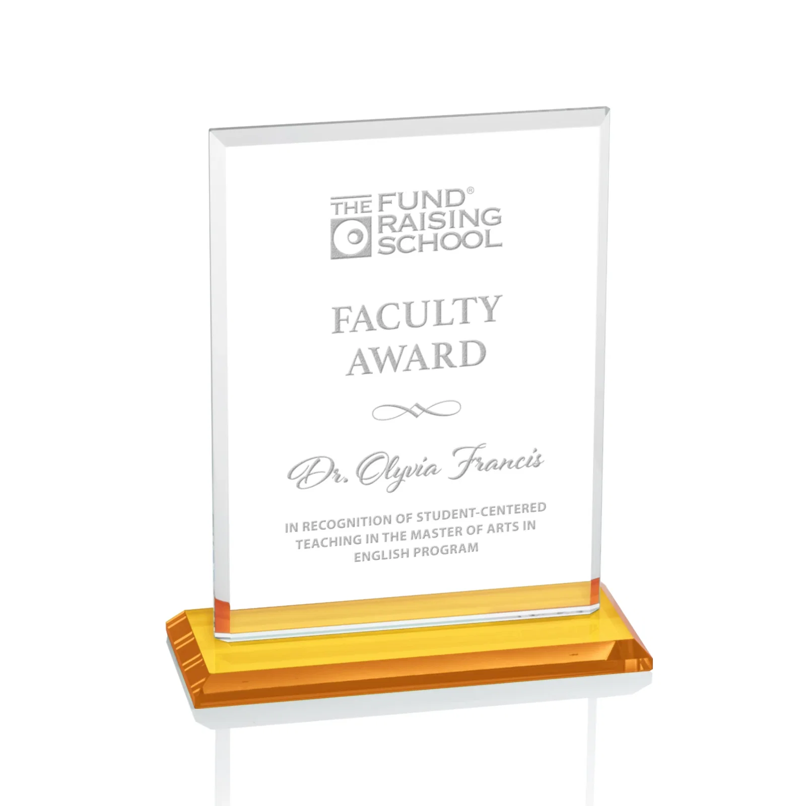 Custom Starfire Crystal Rectangle Award, Bevel on Body and Base, awards for safety achievement programs