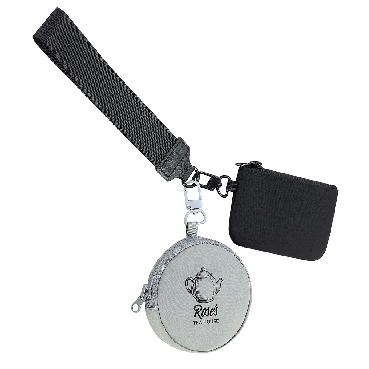 Custom Vogue Wrist Wallet Set, front view of the branded wallet and wristband