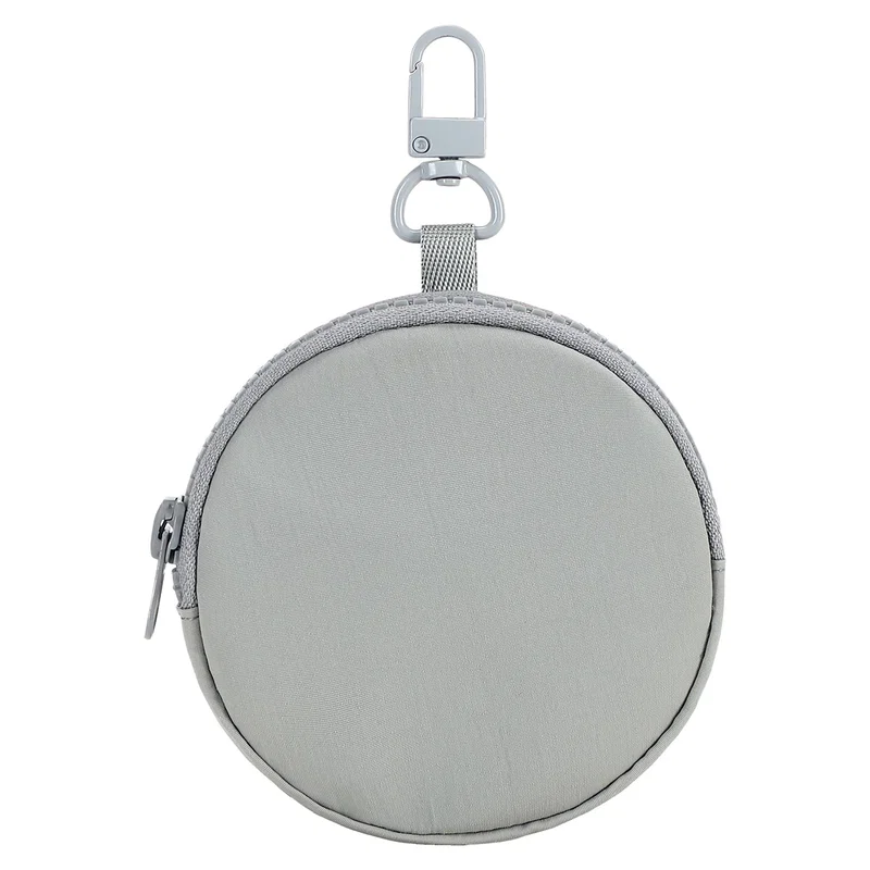 Vogue Wrist Wallet Set's round coin pouch shown closed, back view with its swivel clip