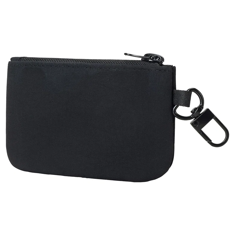 Back view of the Vogue Wrist Wallet's zippered pouch and swivel clip attachment