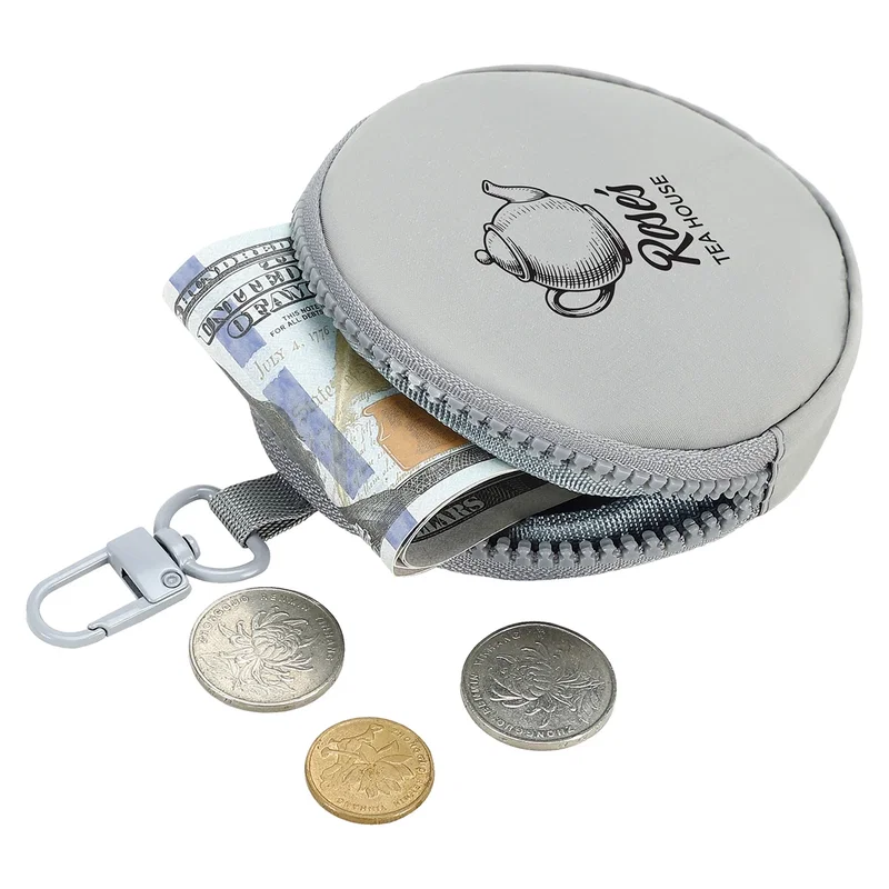 Vogue Wrist Wallet Set's round coin pouch opened to show cash and coins inside
