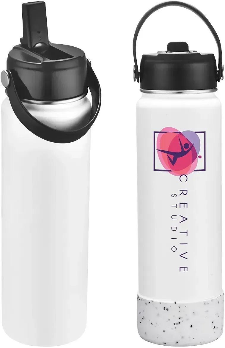 Custom logo Volare 27 oz vacuum insulated bottle, side profile of the promotional water bottle