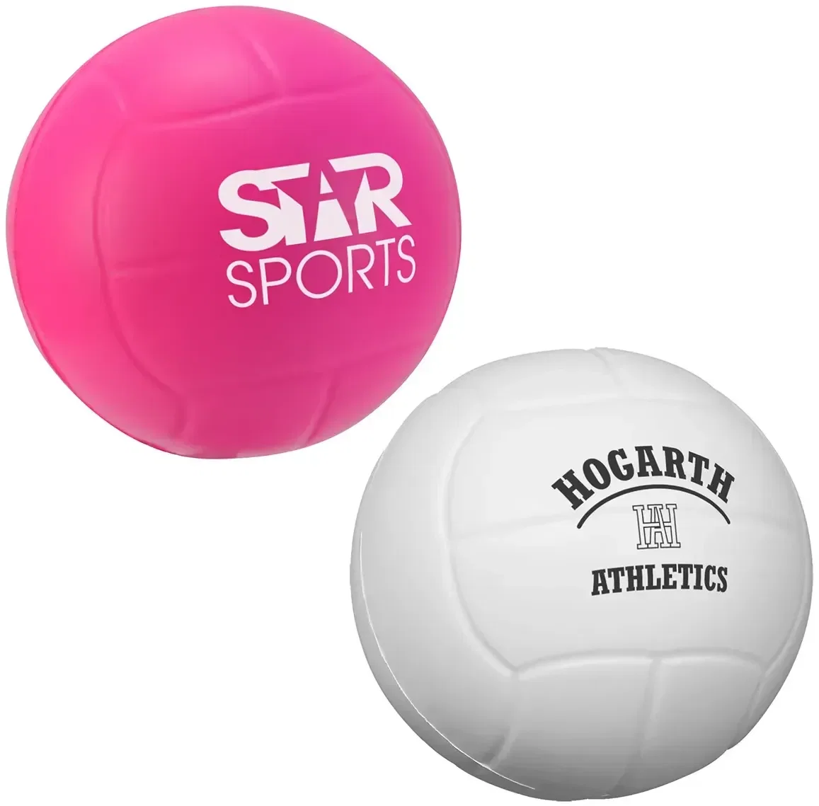 Volleyball Stress Reliever, custom squeeze toy shaped like a volleyball with branded logo space