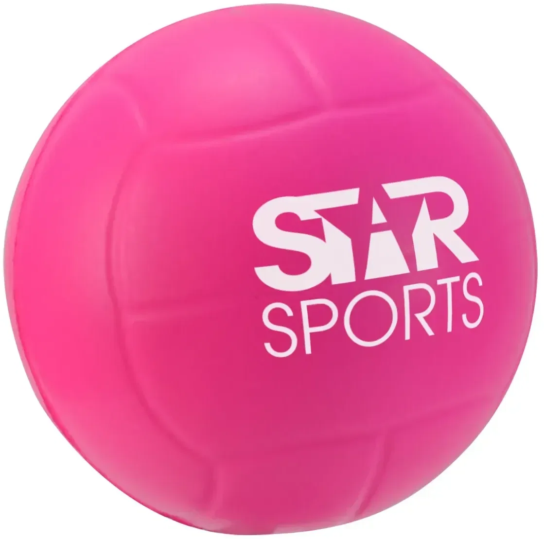 Close-up of the custom volleyball stress reliever showing its soft foam and logo imprint area