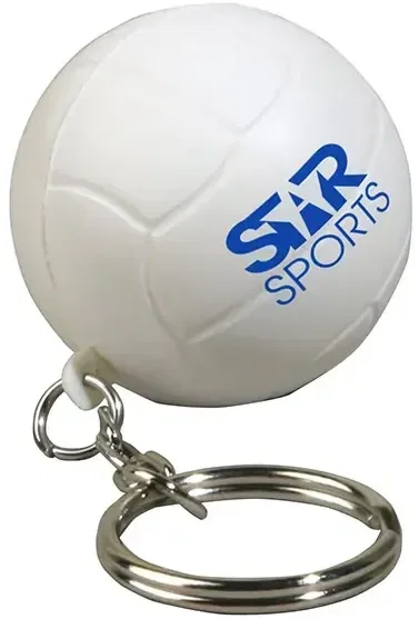 Custom volleyball stress reliever keychain, branded promotional squeeze toy with attached key ring