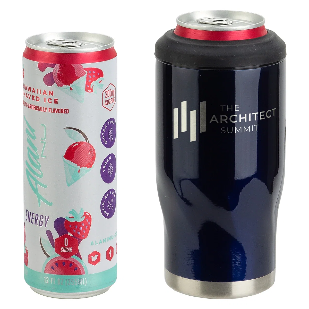 Vortex 4-in-1 promotional can cooler, disassembled configuration