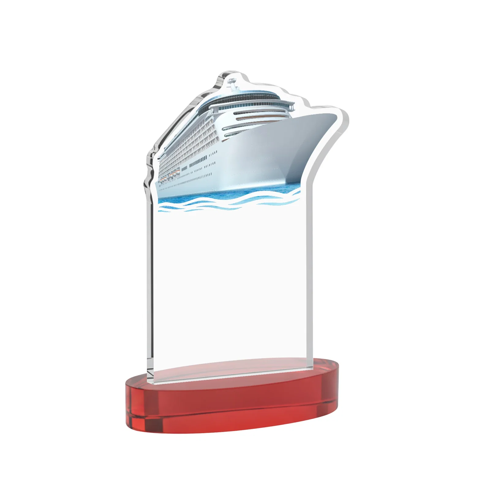 Custom Starfire Crystal Ship Cutout Award on Oval Base, with your logo for safety achievement programs