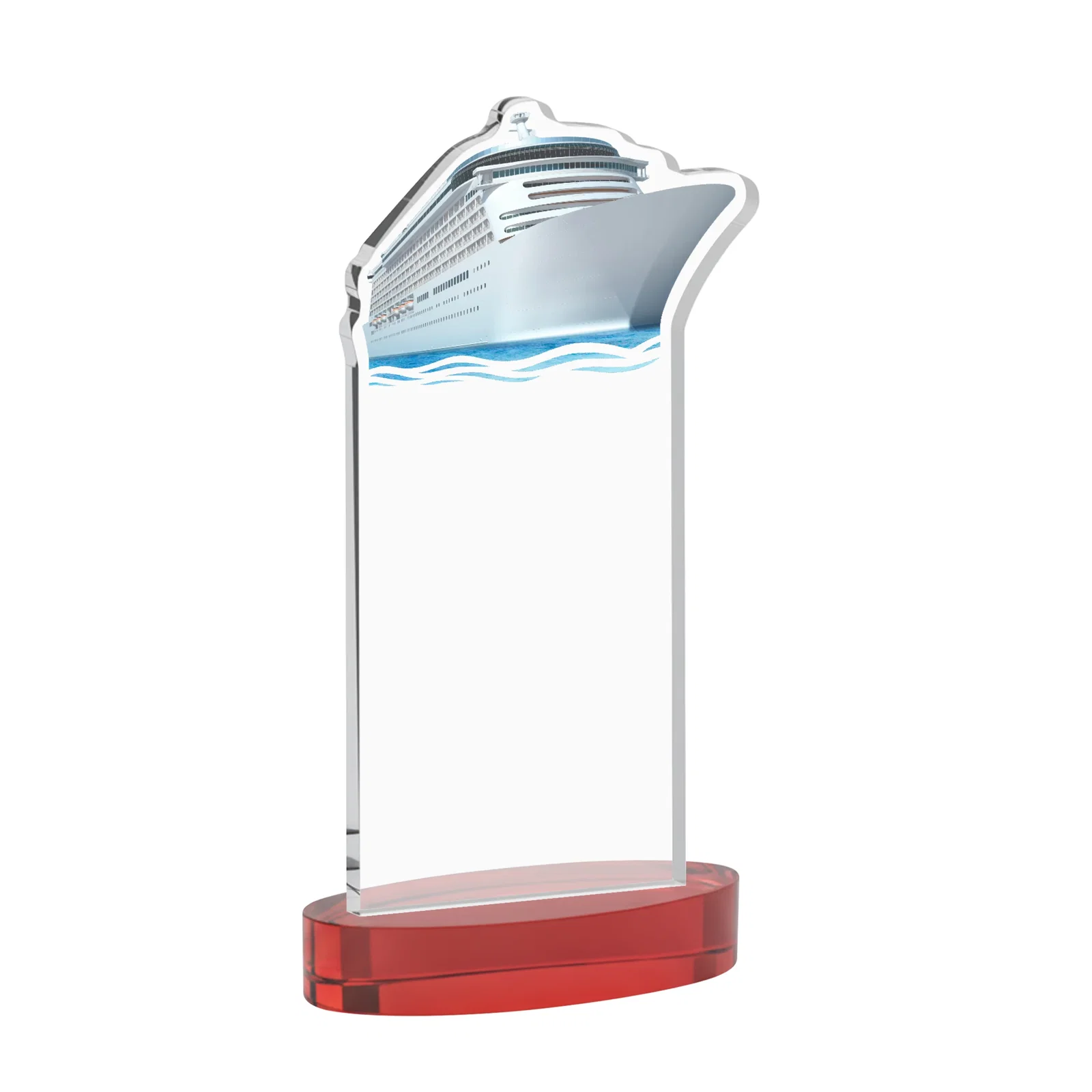Custom Starfire Crystal Ship Cutout Award on Oval Base, with your logo for volunteer appreciation