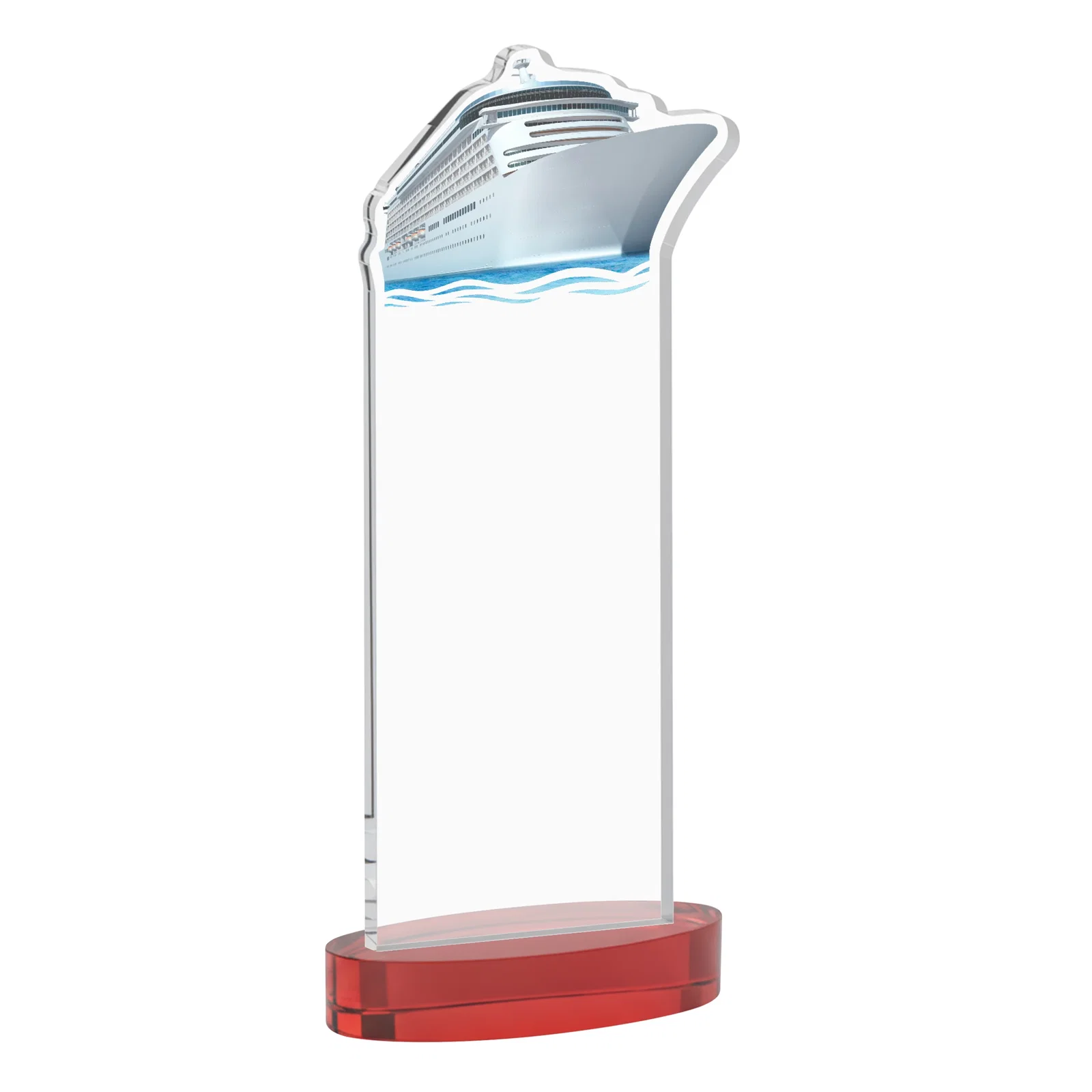 Custom Starfire Crystal Ship Cutout Award on Oval Base, with your logo for dealer and partner awards