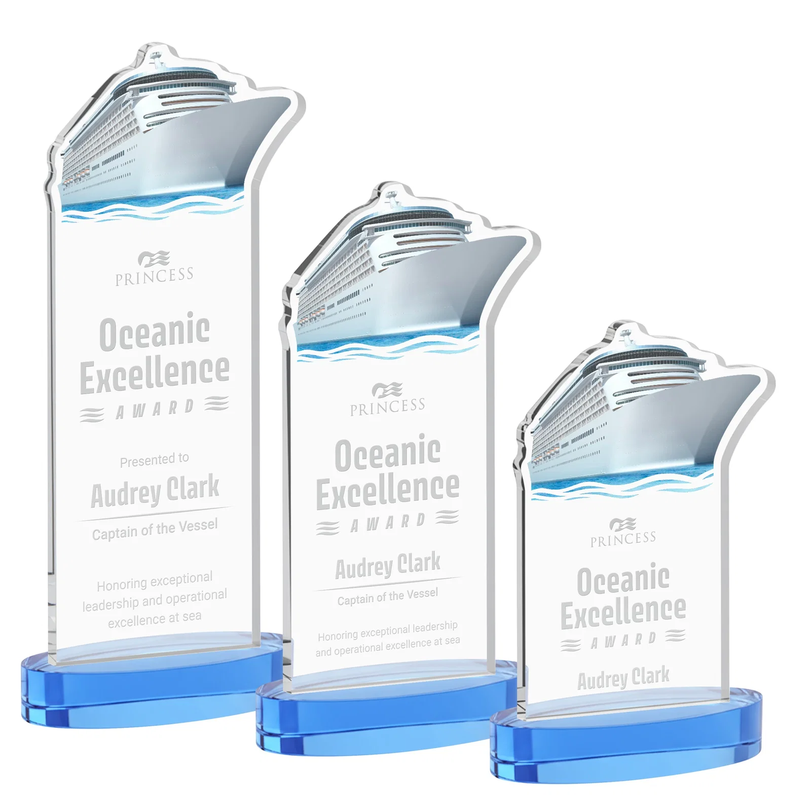 Promotional Starfire Crystal Ship Cutout Award on Oval Base for team milestone celebrations