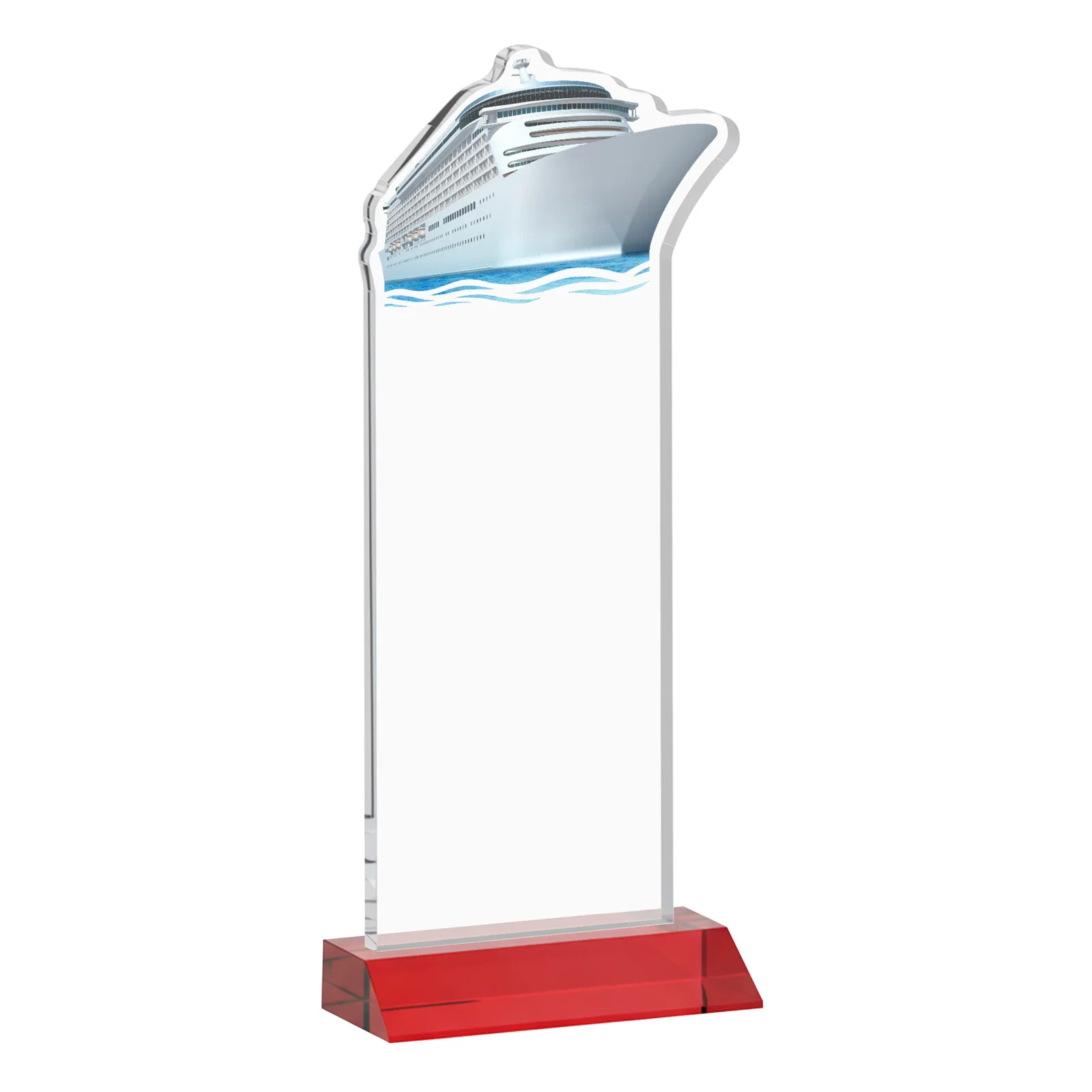 Custom Starfire Crystal Ship Cutout Award on Mitered Base, with your logo for volunteer appreciation