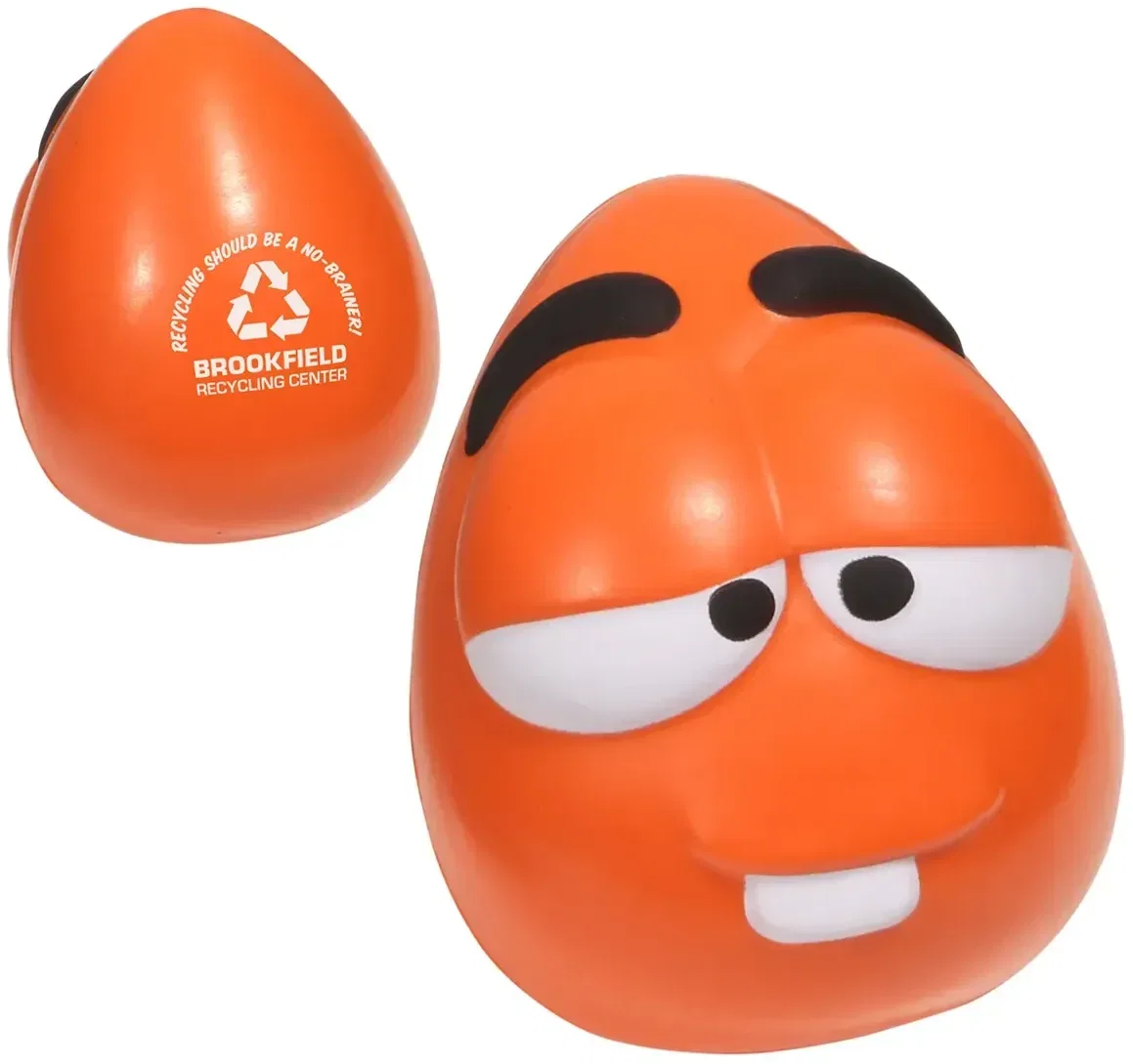 Wacky Mini Mood Maniac custom stress reliever, wide-eyed mood-face squeeze toy branded with logo, front view