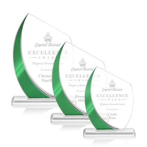Starfire Crystal Peak Award With Green Metallic Side Accent
