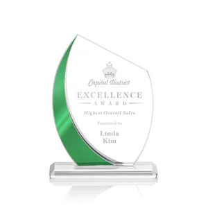 Starfire Crystal Peak Award With Green Metallic Side Accent