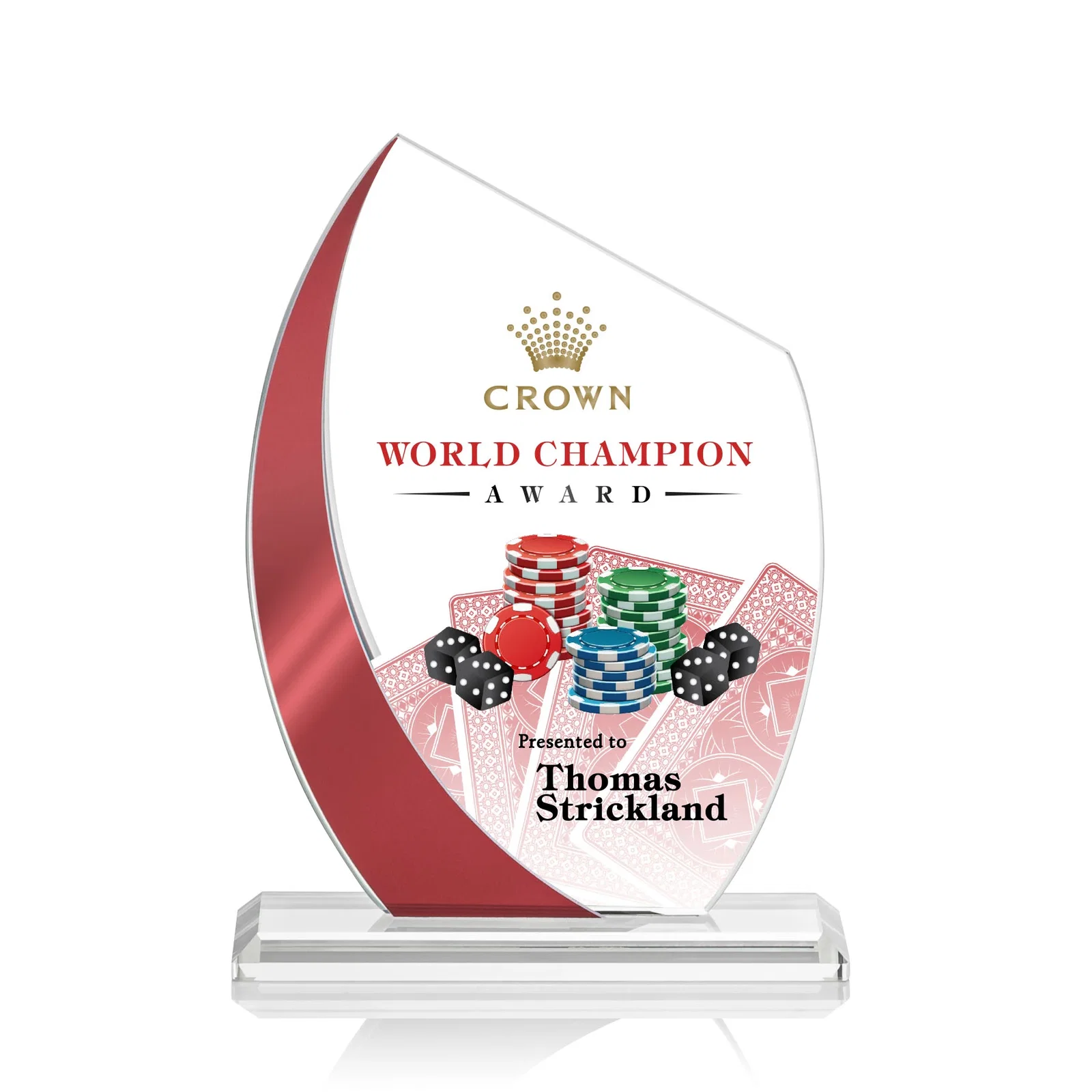 Personalized Starfire Crystal Peak Award With Green Metallic Side Accent, awards for dealer and partner awards