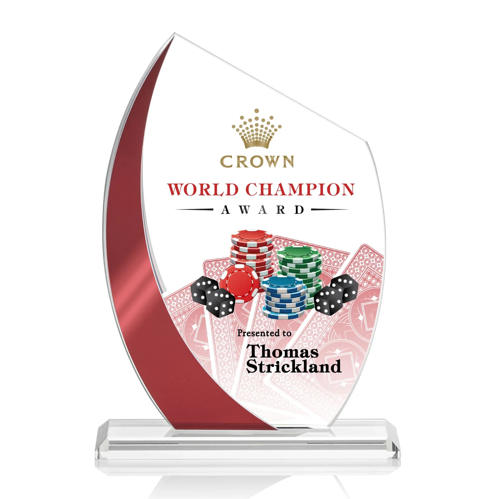Personalized Starfire Crystal Peak Award With Green Metallic Side Accent, awards for company anniversary events