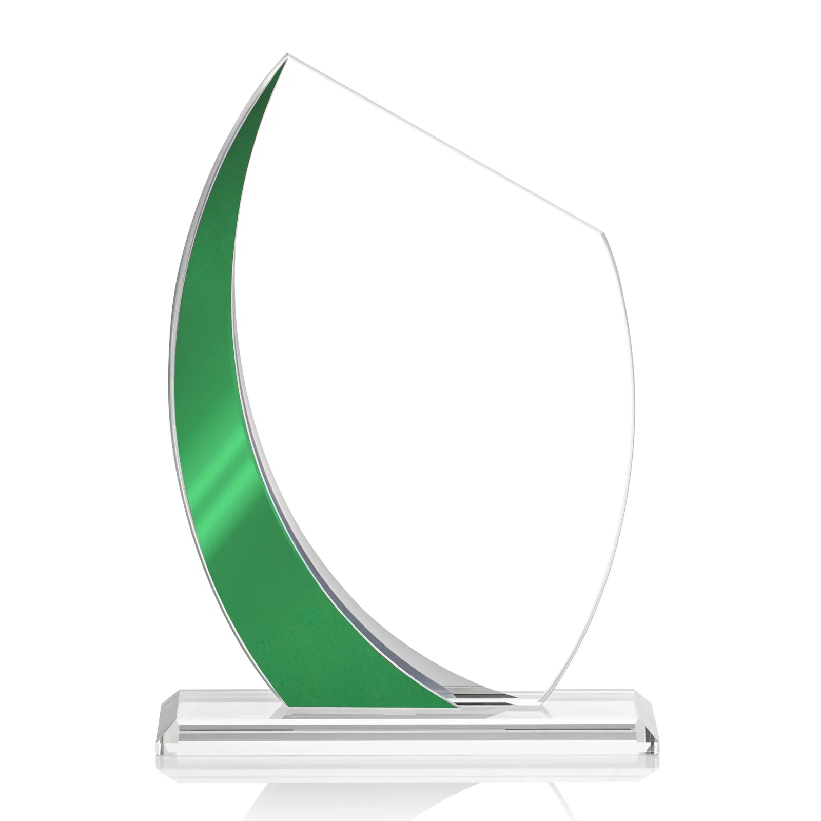 Promotional Starfire Crystal Peak Award With Green Metallic Side Accent, awards for service anniversary gifts