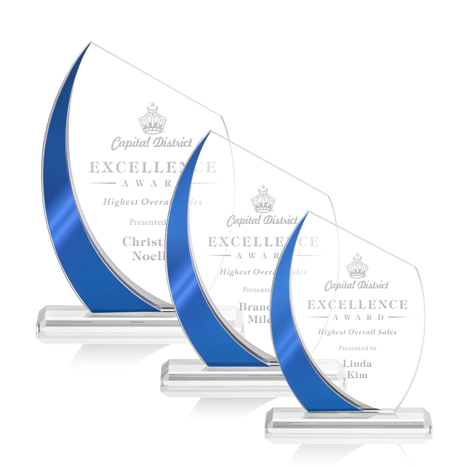 Custom Starfire Crystal Peak Award With Green Metallic Side Accent, awards for retirement presentations