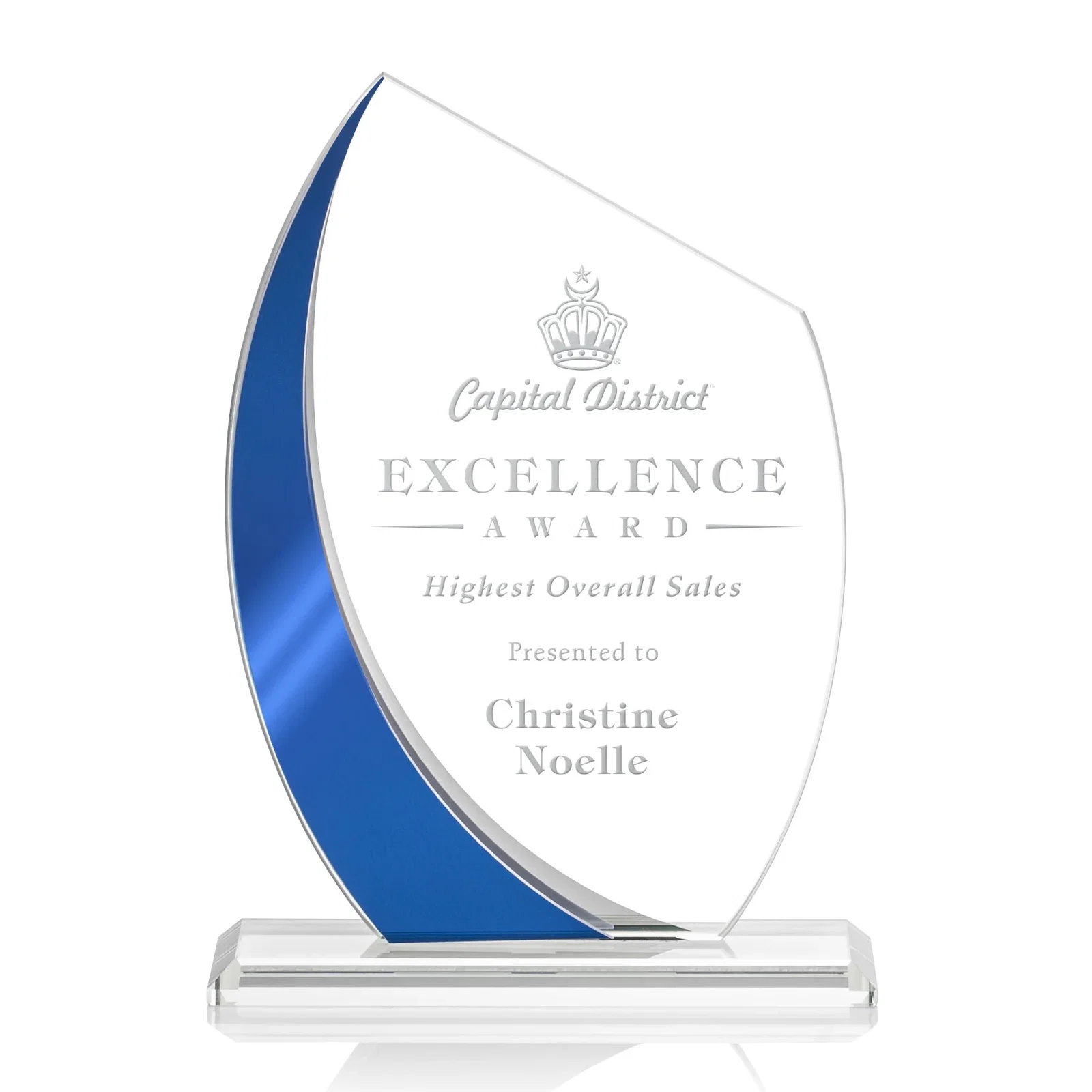 Custom Starfire Crystal Peak Award With Green Metallic Side Accent, awards for graduation ceremonies