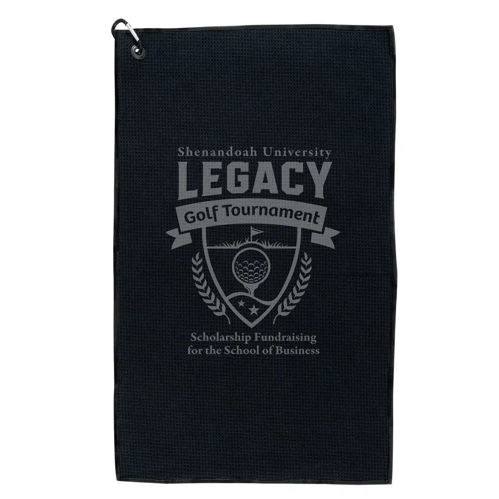 Waffle Weave Golf Towel — Black