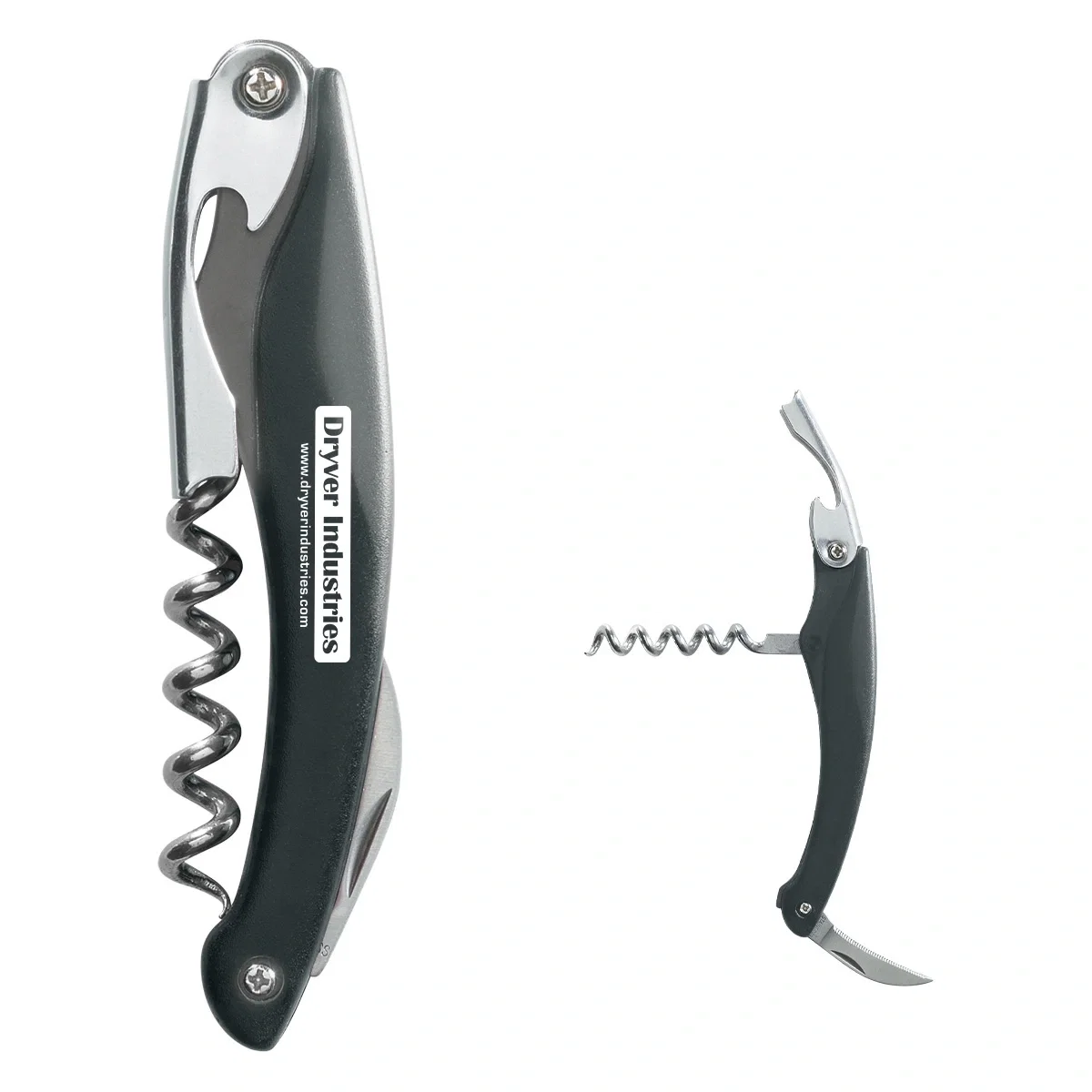 Compact waiter's knife shown closed in a black finish