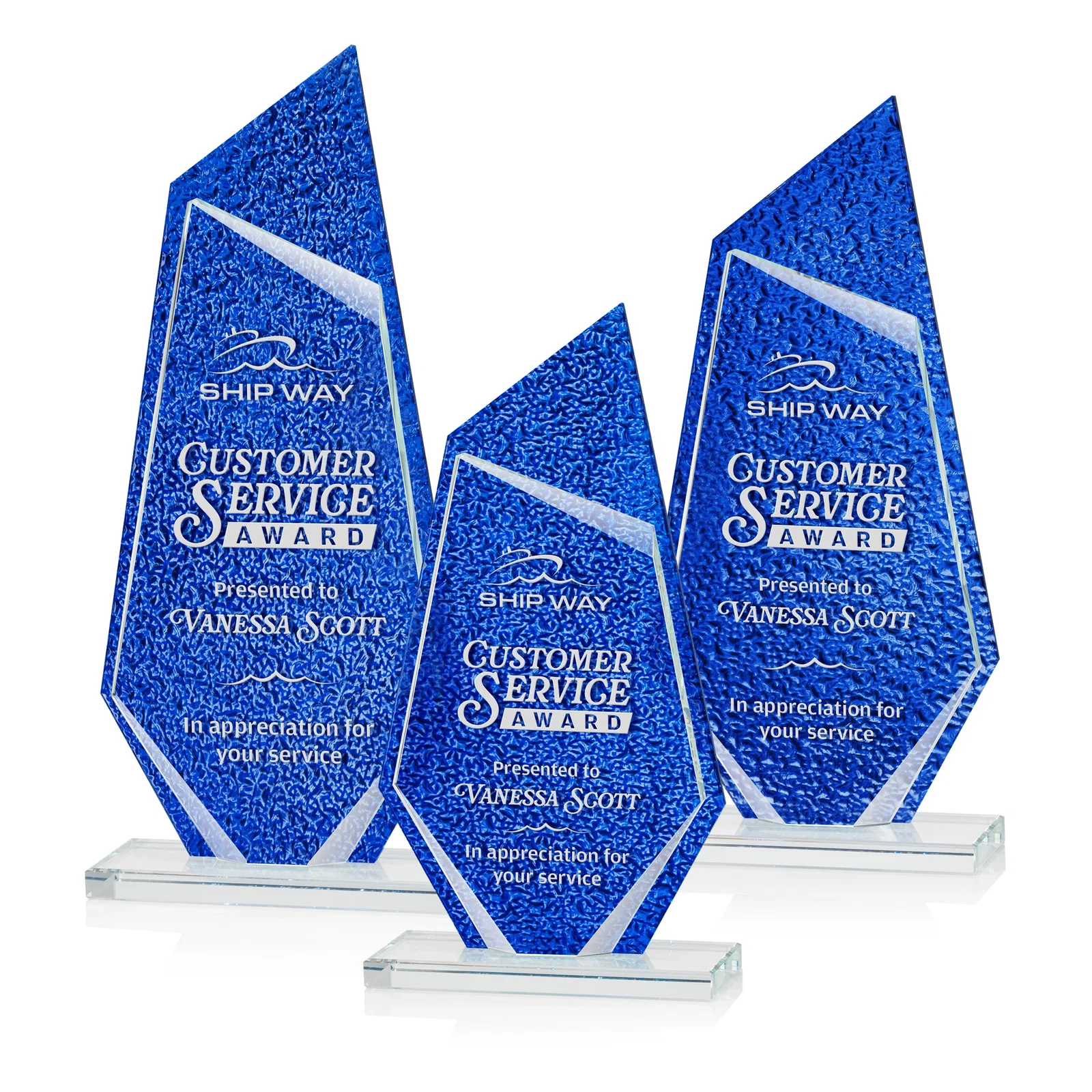 Custom Starfire Crystal Peak Award with a Stained-Glass Texture Layer, awards for employee recognition