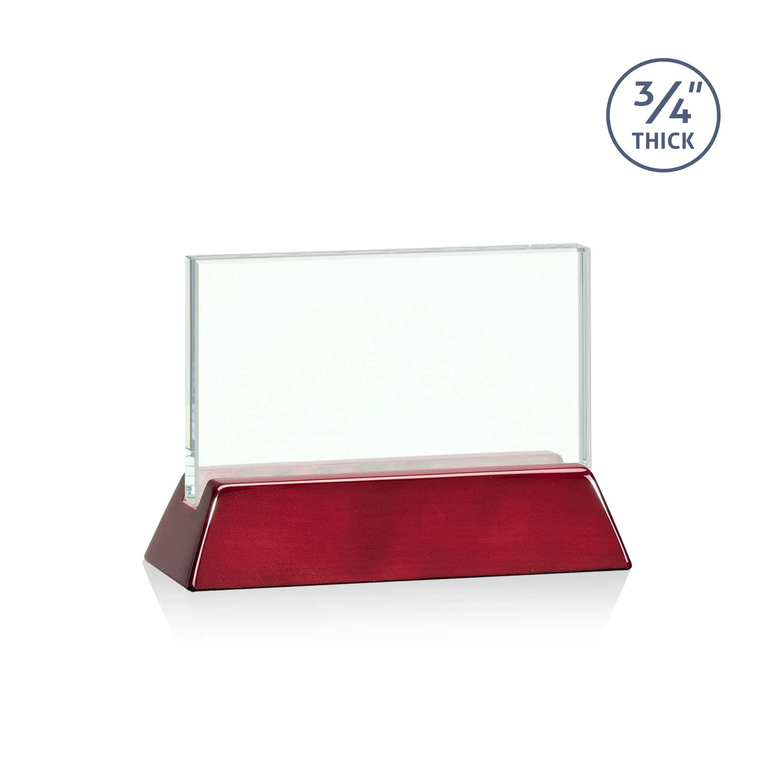 Personalized Jade Glass Horizontal Award, 3/4-Inch Thick, on a Rosewood Base for volunteer appreciation