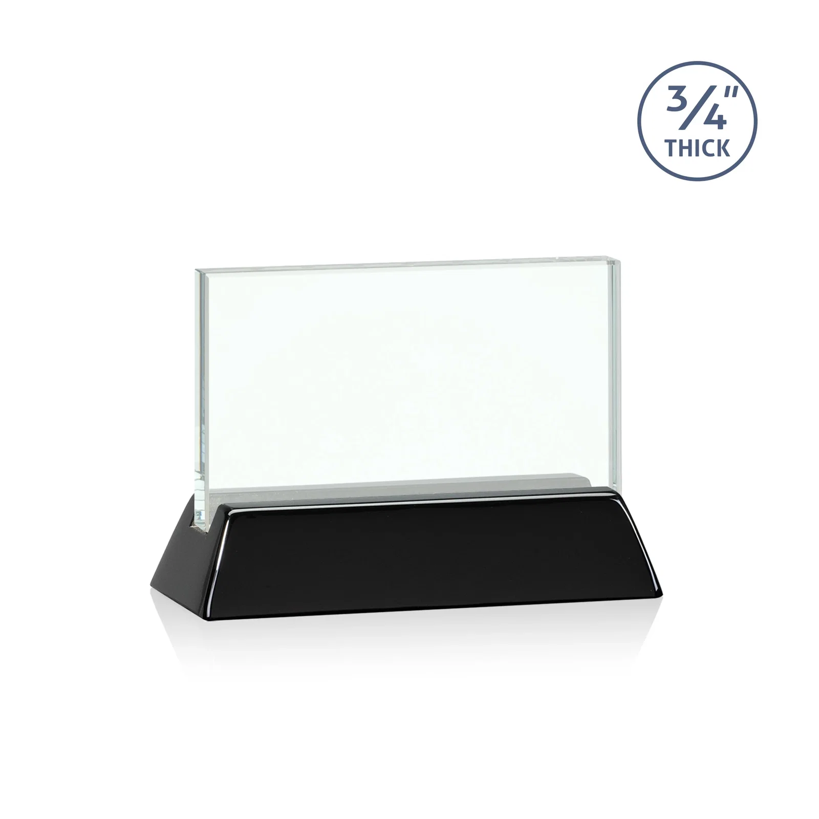 Promotional Jade Glass Horizontal Award, 3/4-Inch Thick, on a Rosewood Base for corporate award ceremonies