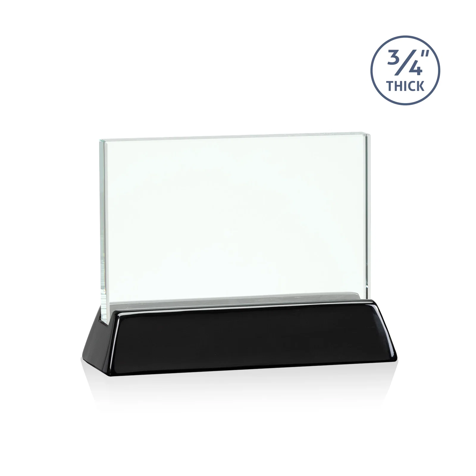 Promotional Jade Glass Horizontal Award, 3/4-Inch Thick, on a Rosewood Base for service anniversary gifts