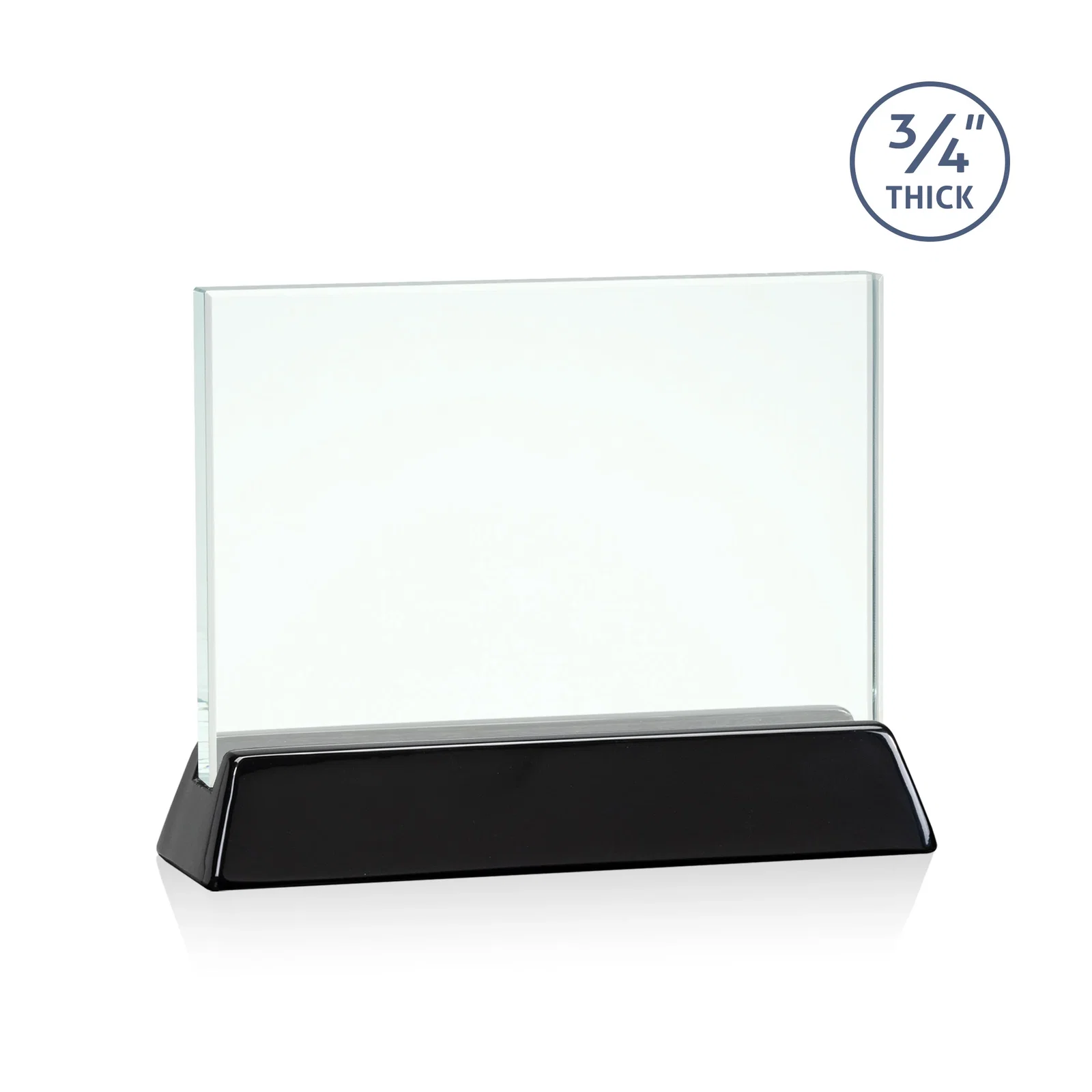 Promotional Jade Glass Horizontal Award, 3/4-Inch Thick, on a Rosewood Base for sales achievement awards