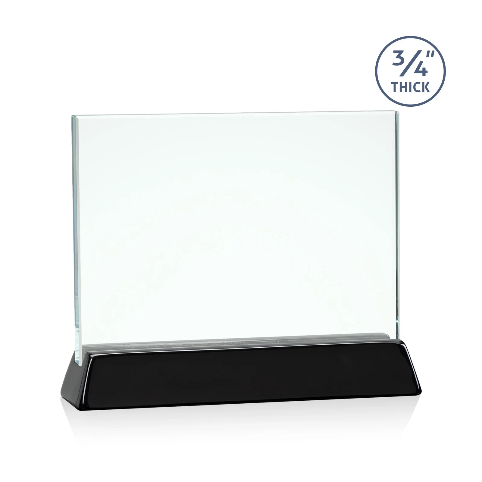 Promotional Jade Glass Horizontal Award, 3/4-Inch Thick, on a Rosewood Base for retirement presentations