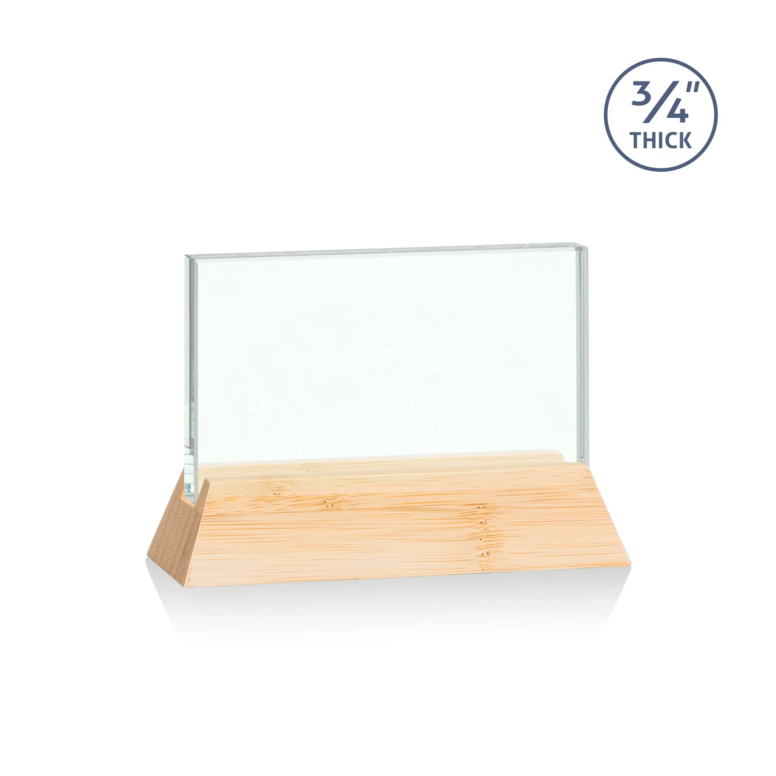 Promotional Jade Glass Horizontal Award, 3/4-Inch Thick, on a Rosewood Base for team milestone celebrations