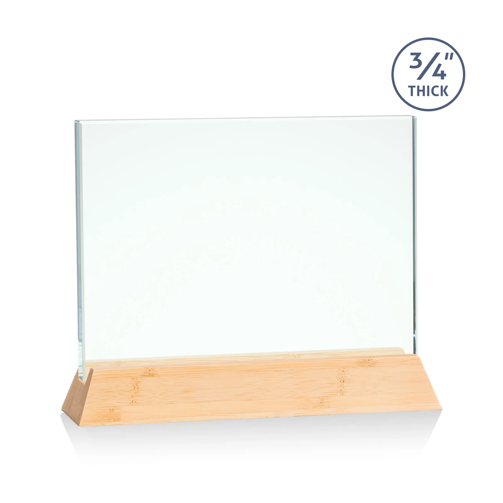 Promotional Jade Glass Horizontal Award, 3/4-Inch Thick, on a Rosewood Base for safety achievement programs
